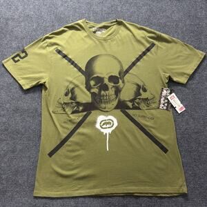 Ecko Unltd Shirt Mens 2XL Green MMA Skull No Retreat No Surrender Graphic Tee